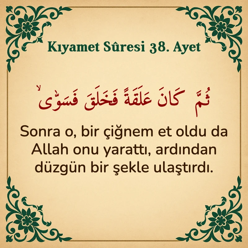 Kıyamet Suresi 38. Ayet Arapça ve Türkçe meali