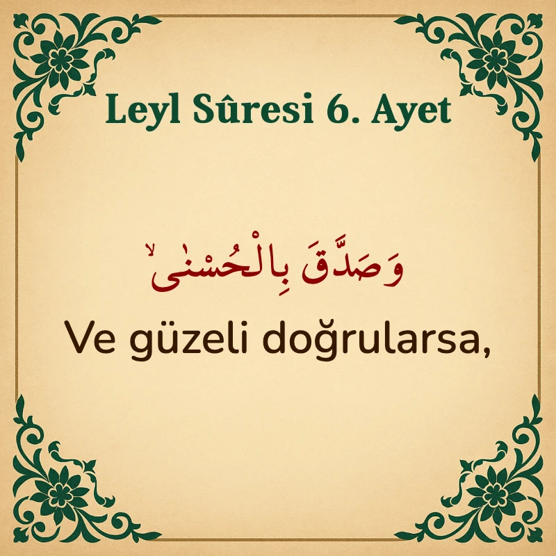 Leyl Suresi 6. Ayet Arapça ve Türkçe meali