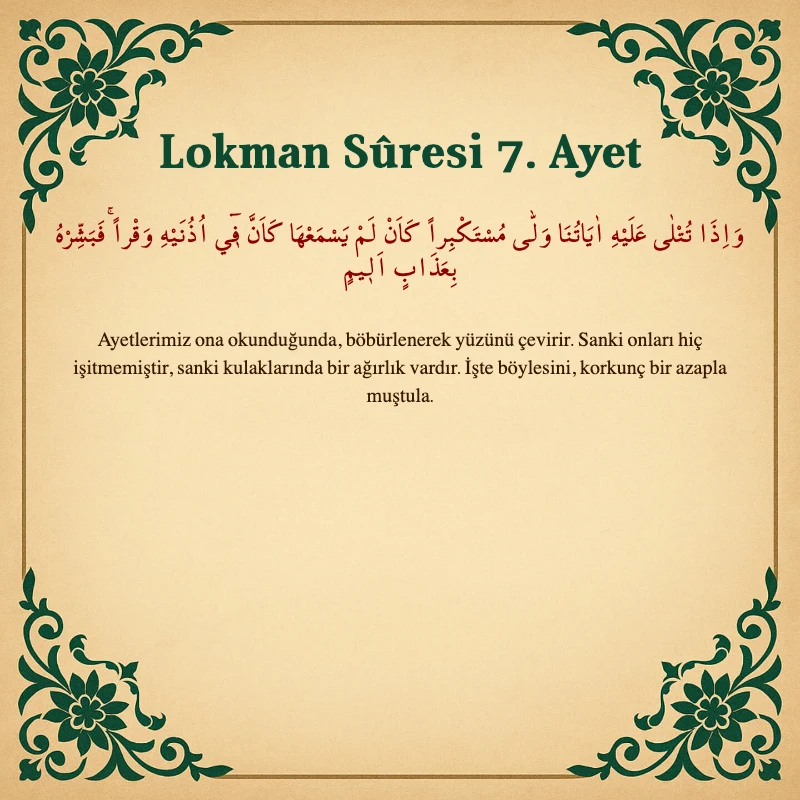 Lokman Suresi 7. Ayet