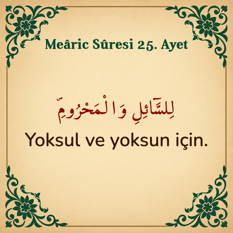 Mearic Suresi 25. Ayet Arapça ve Türkçe meali