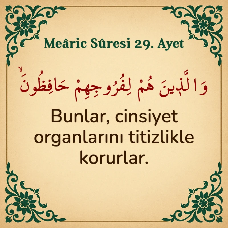 Mearic Suresi 29. Ayet Arapça ve Türkçe meali