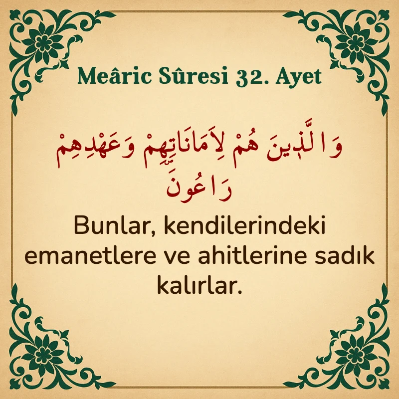 Mearic Suresi 32. Ayet Arapça ve Türkçe meali