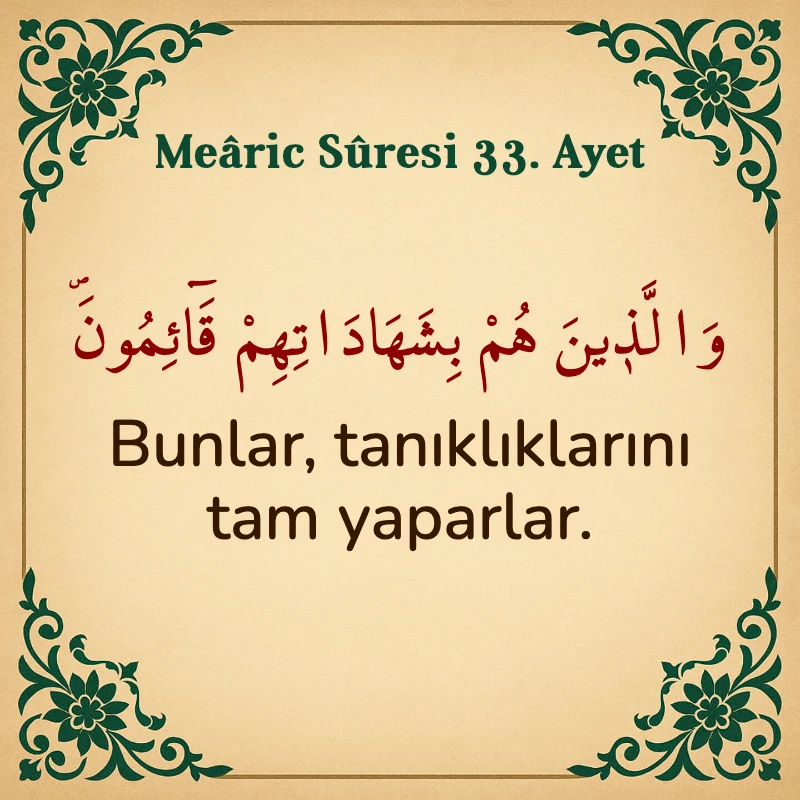 Mearic Suresi 33. Ayet Arapça ve Türkçe meali