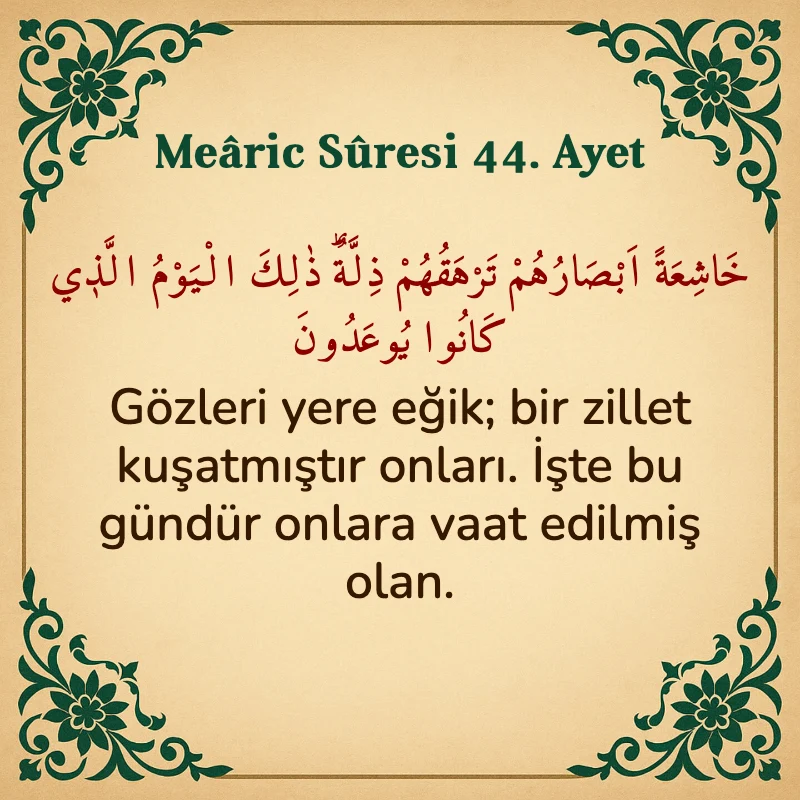 Mearic Suresi 44. Ayet Arapça ve Türkçe meali