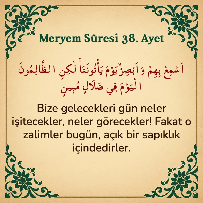 Meryem Suresi 38. Ayet Arapça ve Türkçe meali