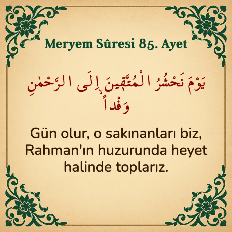 Meryem Suresi 85. Ayet Arapça ve Türkçe meali
