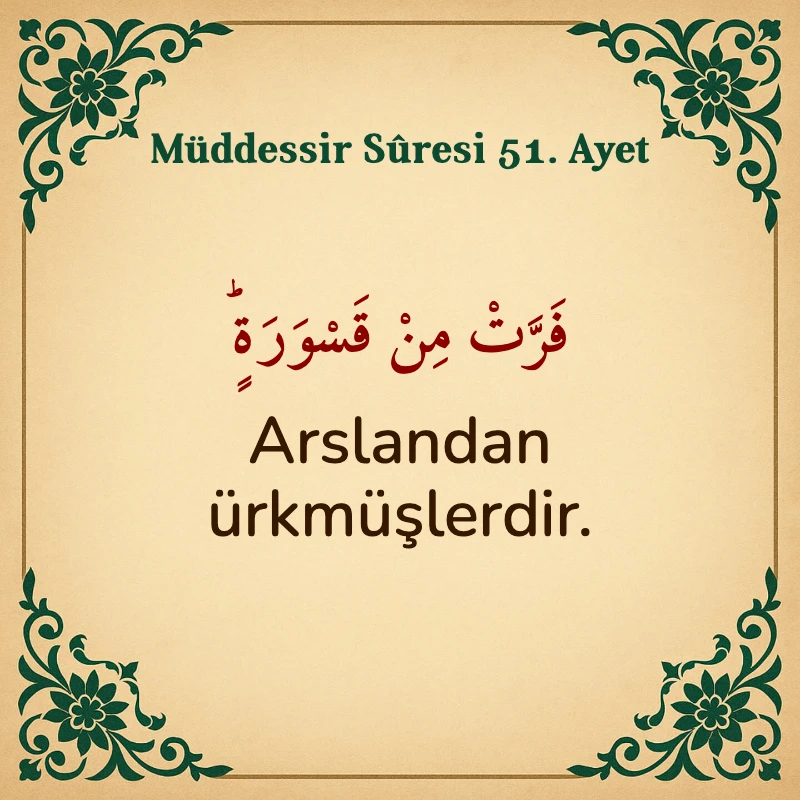 Müddessir Suresi 51. Ayet Arapça ve Türkçe meali