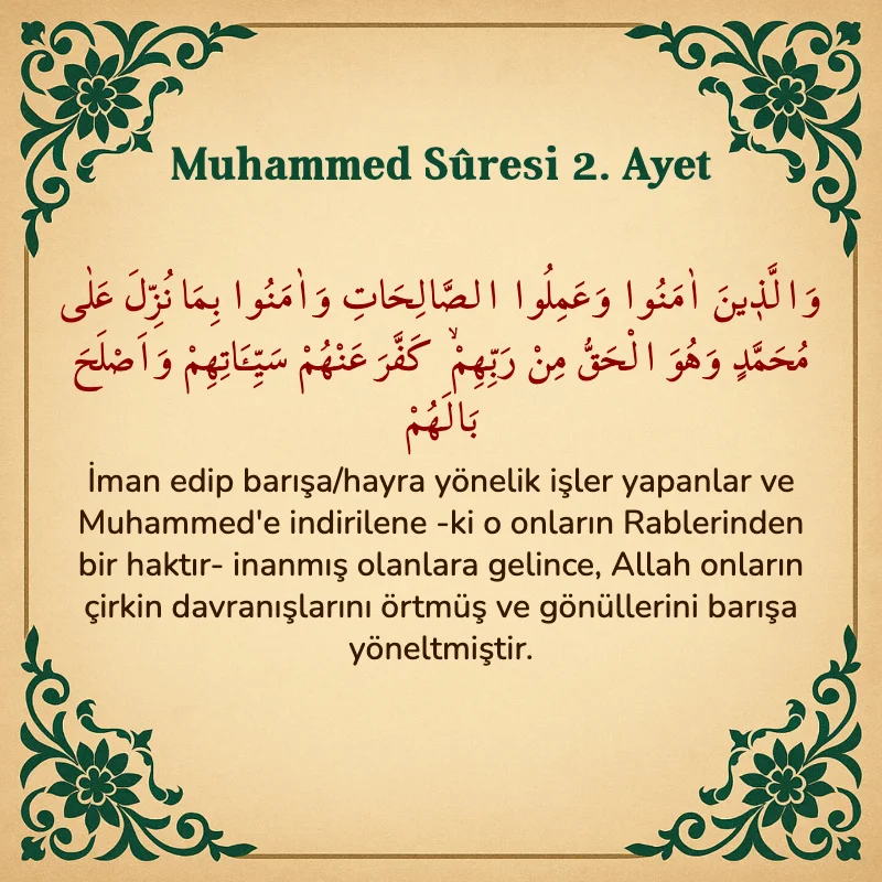 Muhammed Suresi 2. Ayet Arapça ve Türkçe meali