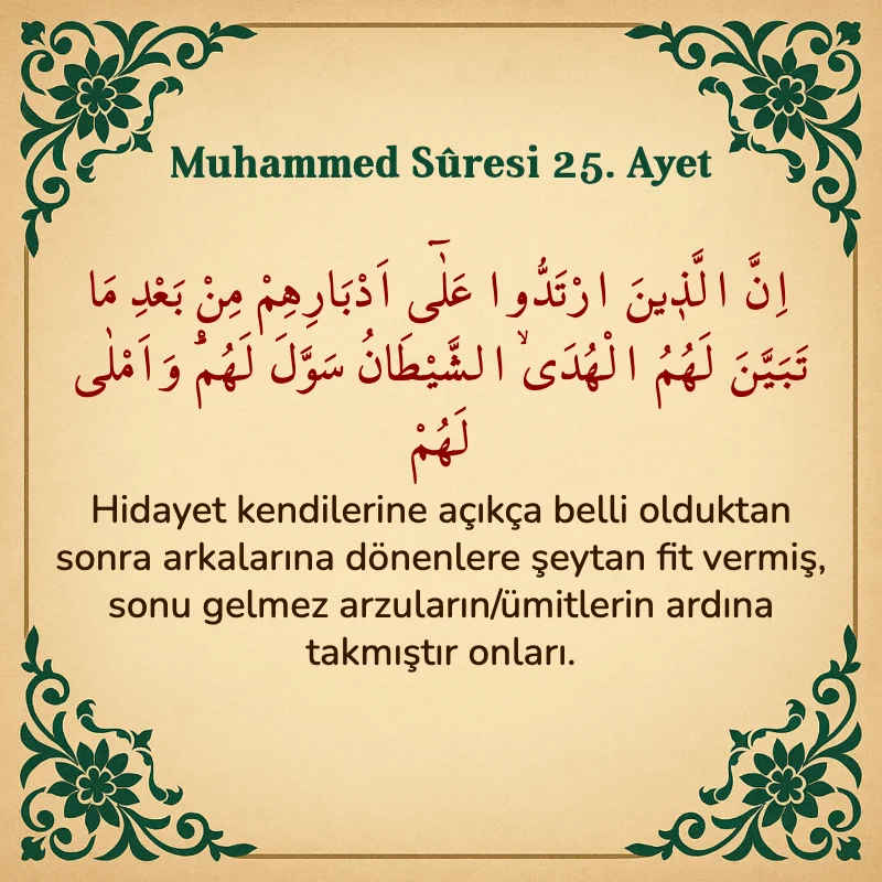 Muhammed Suresi 25. Ayet Arapça ve Türkçe meali
