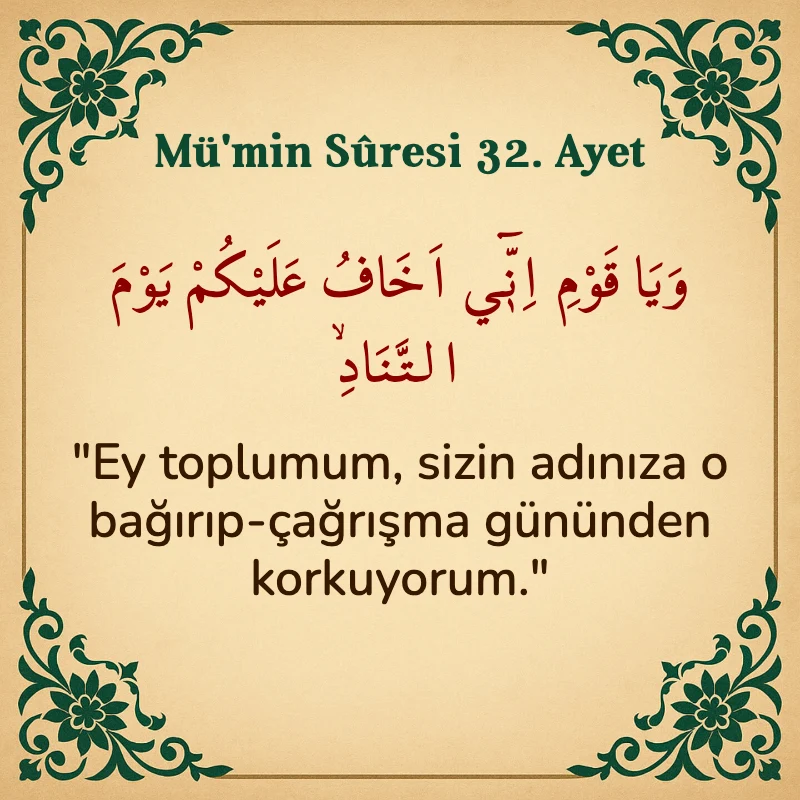 Mümin Suresi 32. Ayet Arapça ve Türkçe meali