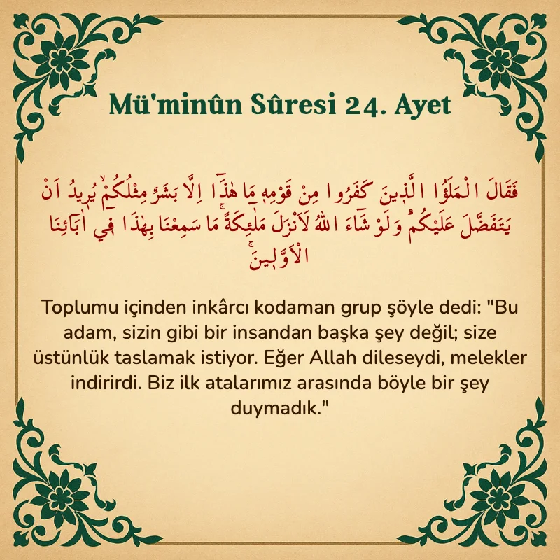 Müminun Suresi 24. Ayet Arapça ve Türkçe meali