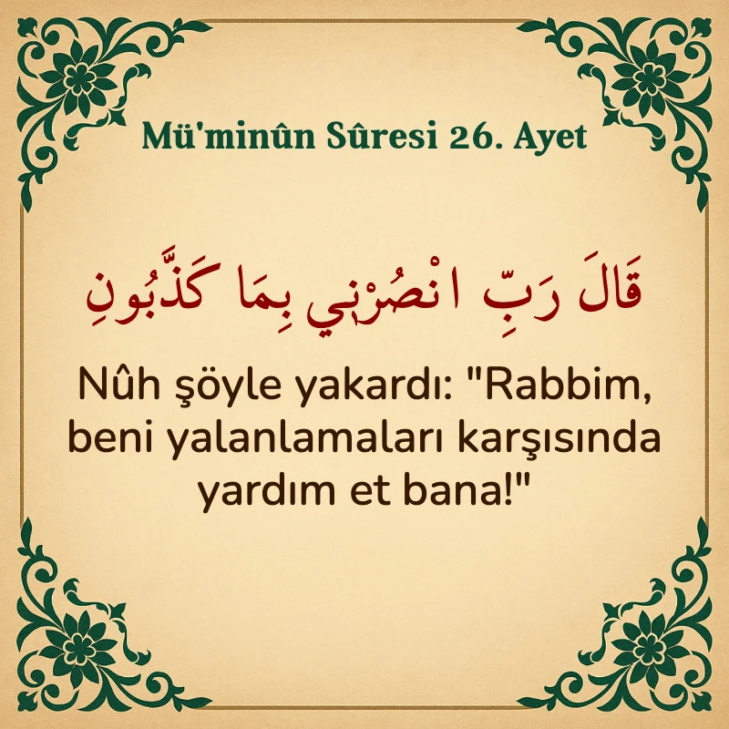 Müminun Suresi 26. Ayet Arapça ve Türkçe meali