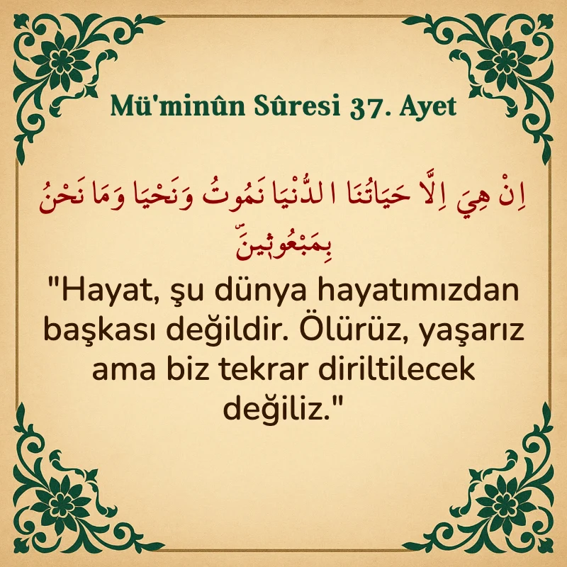 Müminun Suresi 37. Ayet Arapça ve Türkçe meali
