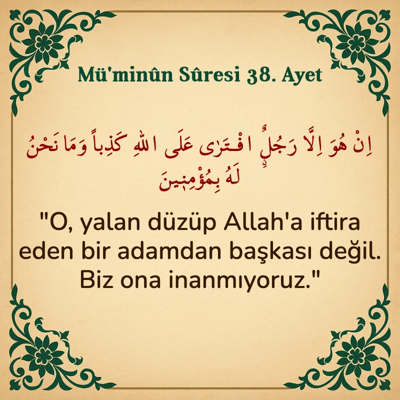 Müminun Suresi 38. Ayet Arapça ve Türkçe meali