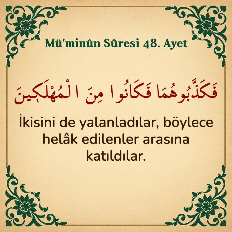 Müminun Suresi 48. Ayet Arapça ve Türkçe meali