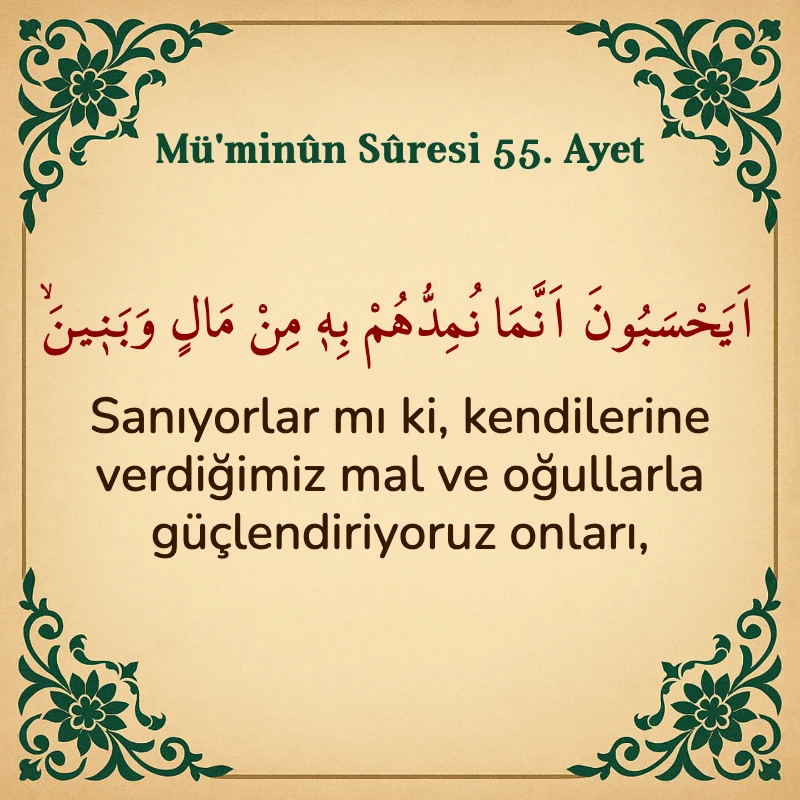 Müminun Suresi 55. Ayet Arapça ve Türkçe meali