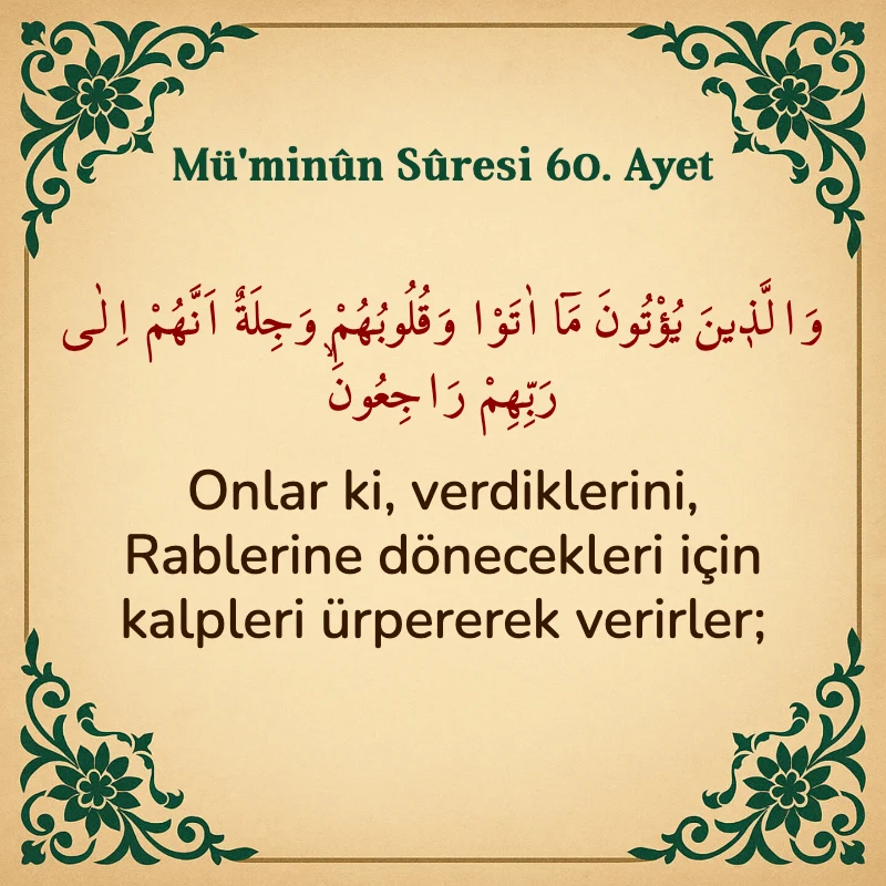 Müminun Suresi 60. Ayet Arapça ve Türkçe meali