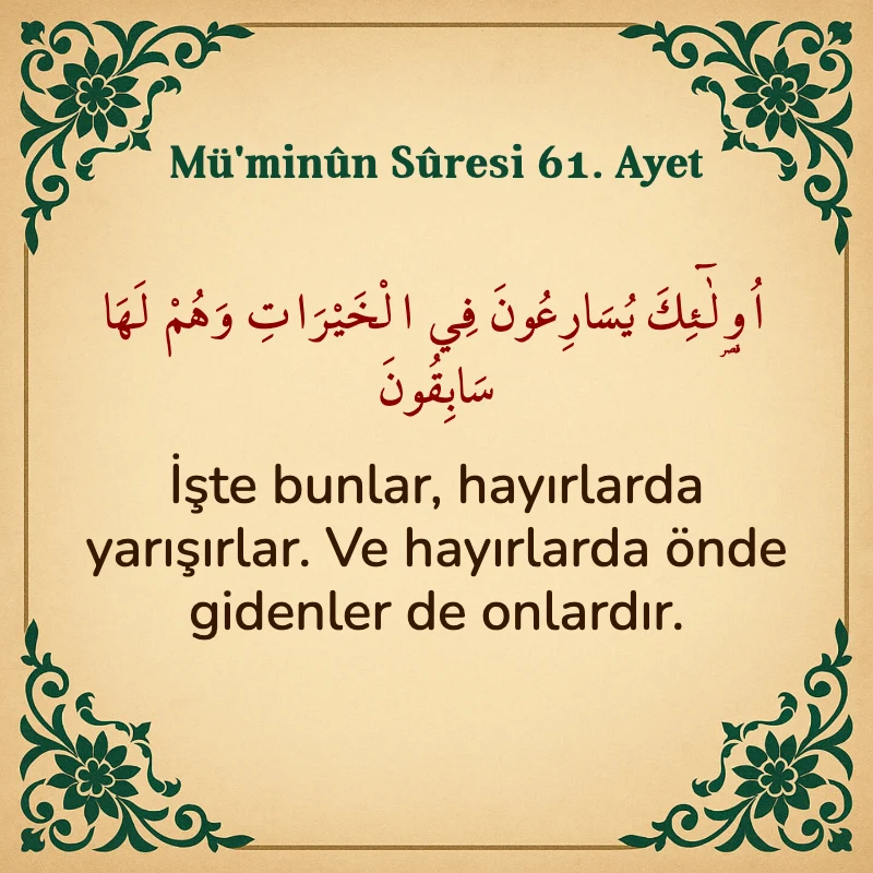 Müminun Suresi 61. Ayet Arapça ve Türkçe meali