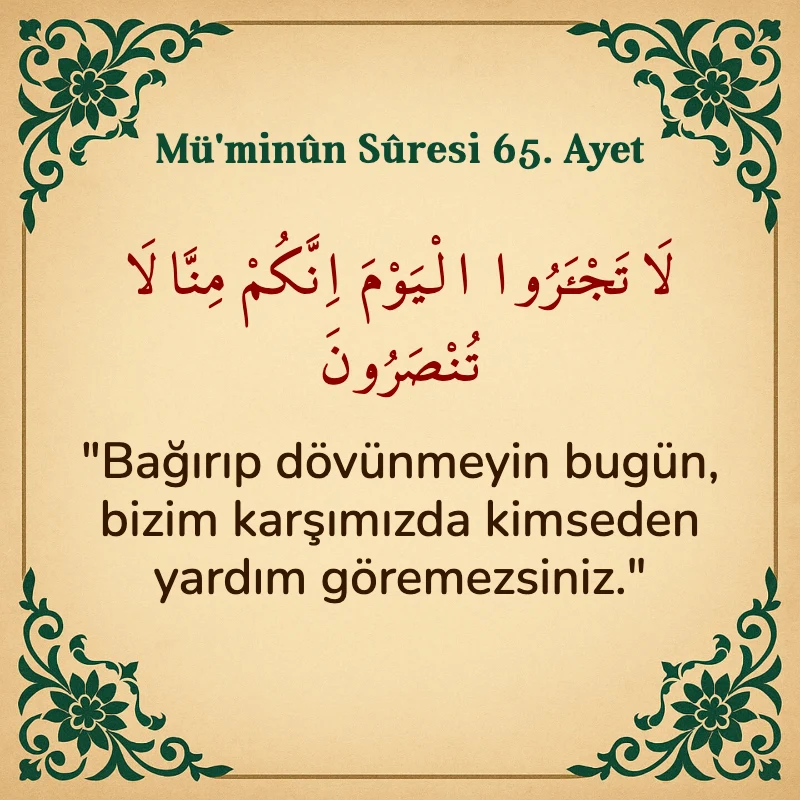 Müminun Suresi 65. Ayet Arapça ve Türkçe meali