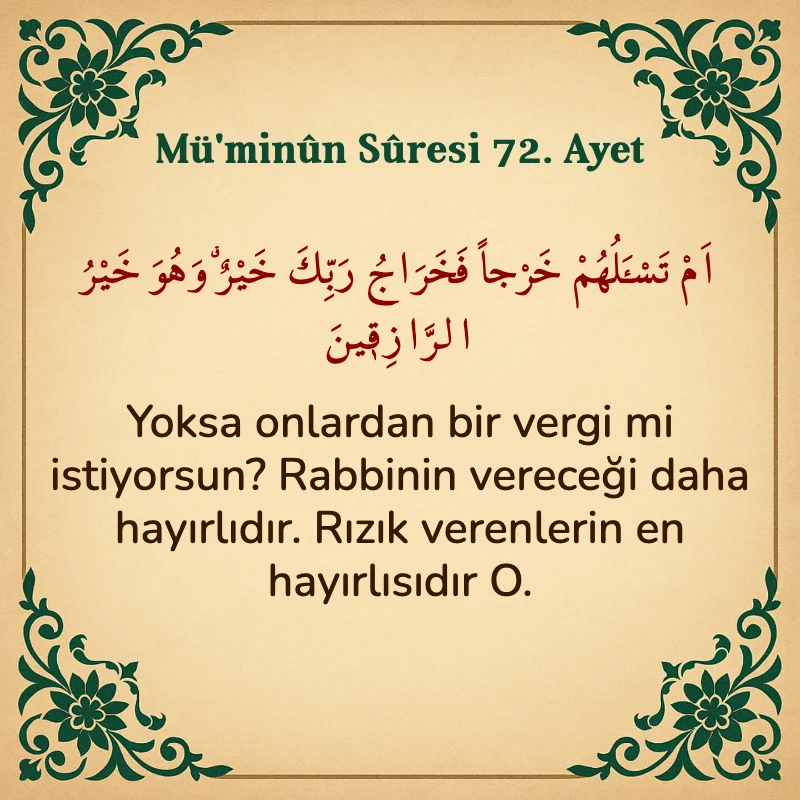 Müminun Suresi 72. Ayet Arapça ve Türkçe meali