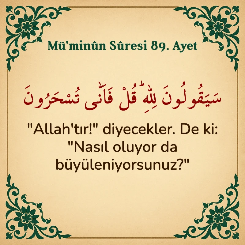 Müminun Suresi 89. Ayet Arapça ve Türkçe meali