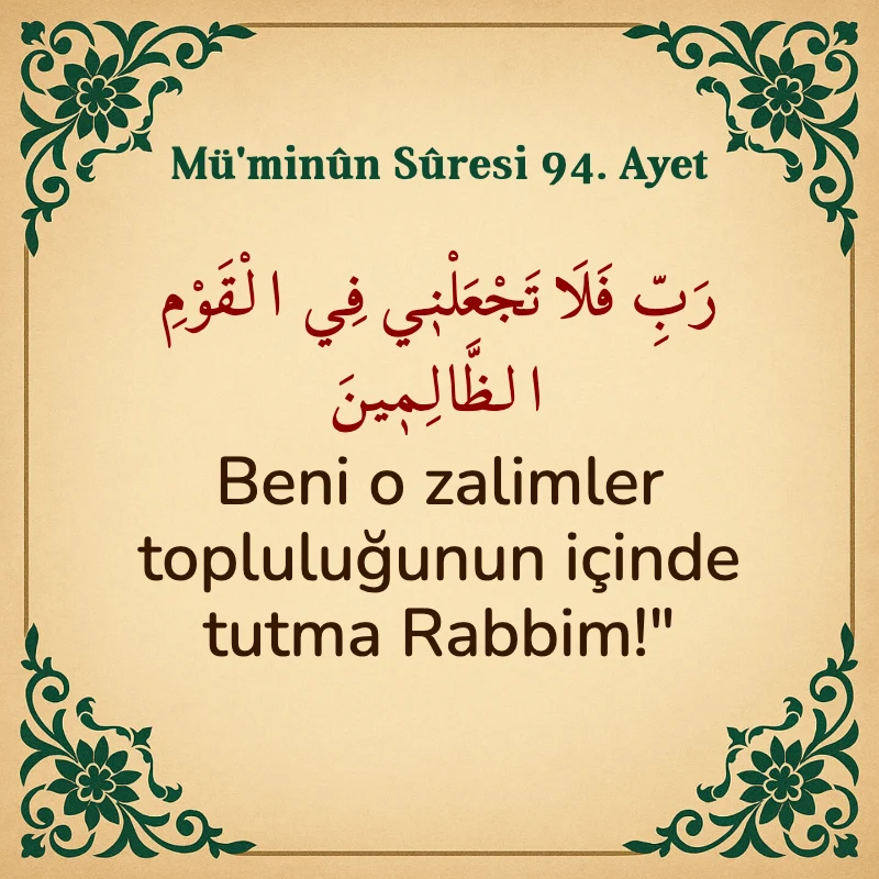 Müminun Suresi 94. Ayet Arapça ve Türkçe meali