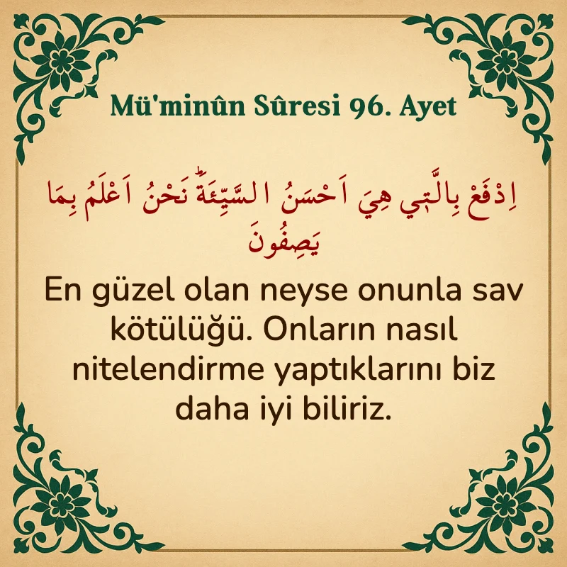 Müminun Suresi 96. Ayet Arapça ve Türkçe meali