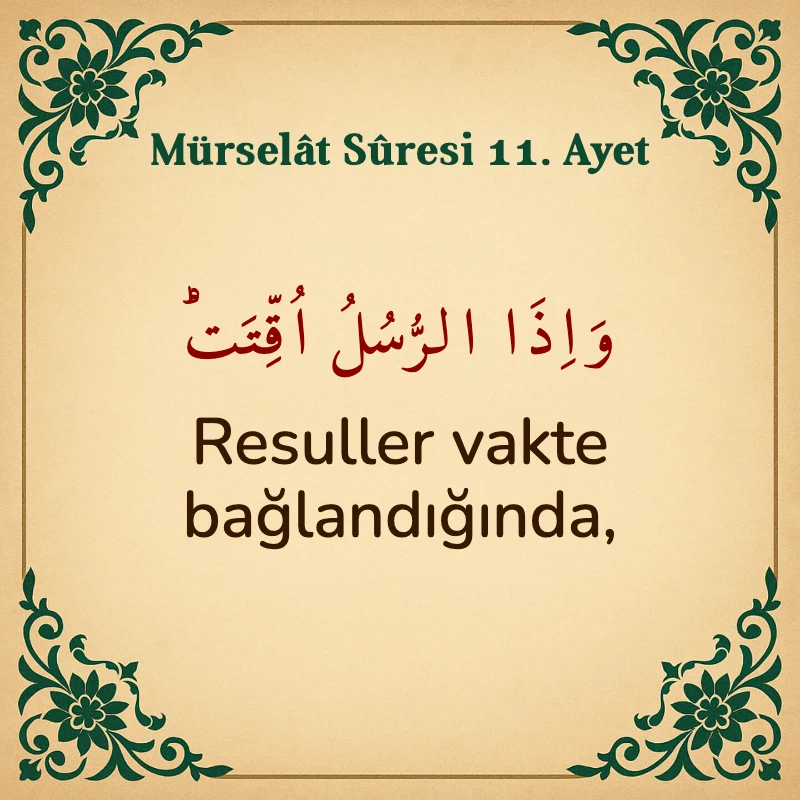 Mürselat Suresi 11. Ayet Arapça ve Türkçe meali