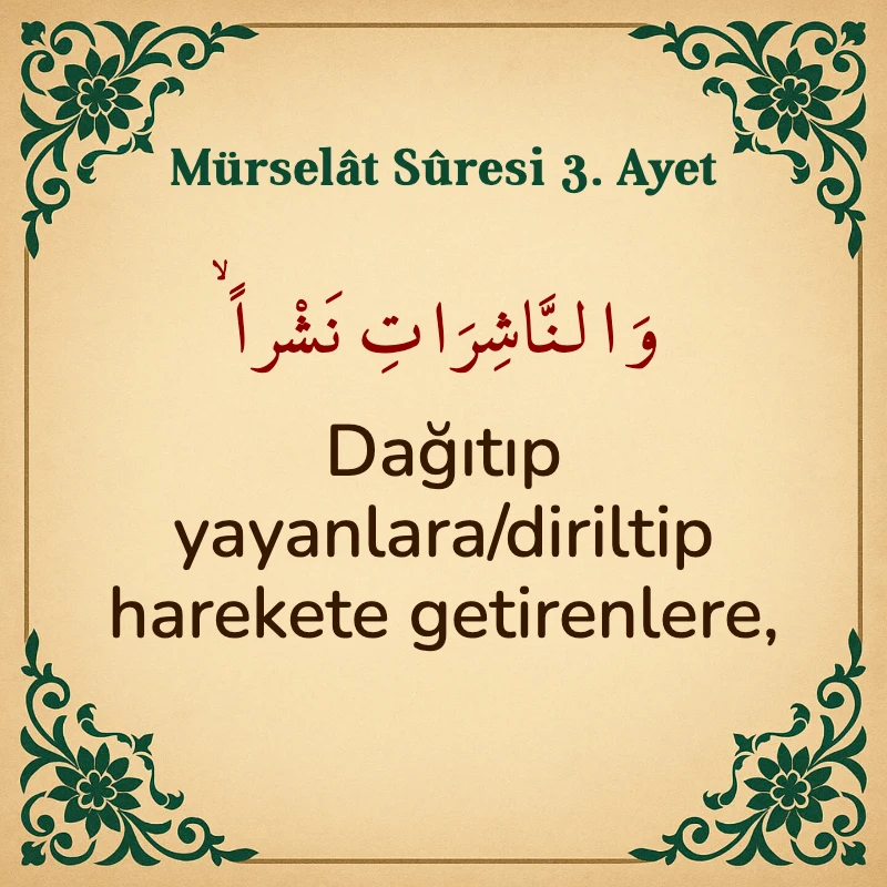 Mürselat Suresi 3. Ayet Arapça ve Türkçe meali