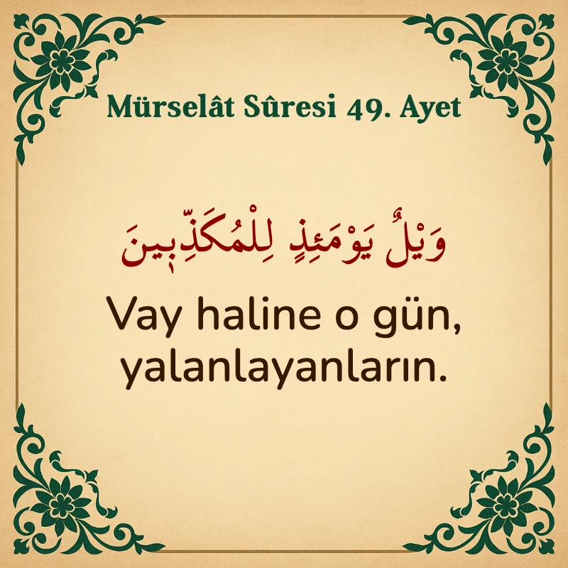 Mürselat Suresi 49. Ayet Arapça ve Türkçe meali