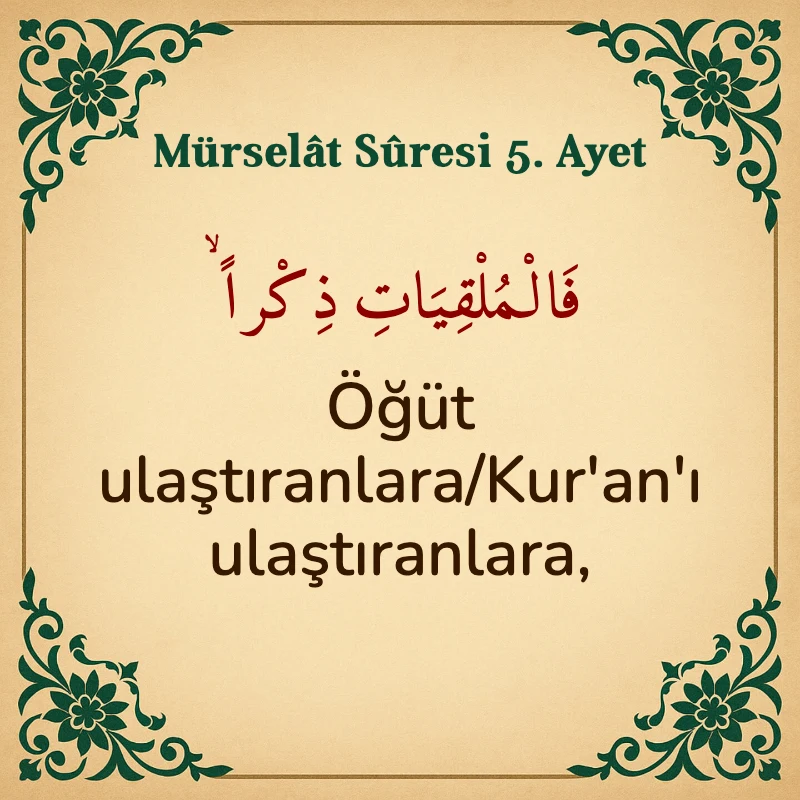 Mürselat Suresi 5. Ayet Arapça ve Türkçe meali