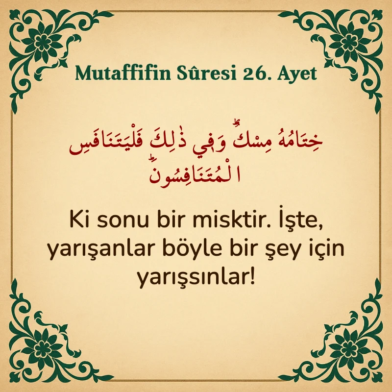 Mutaffifin Suresi 26. Ayet Arapça ve Türkçe meali