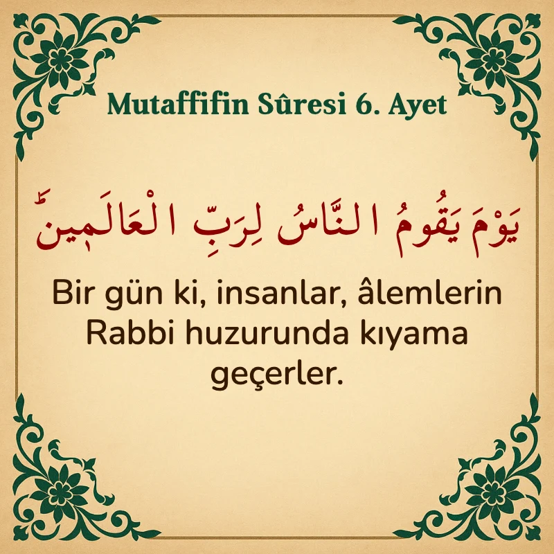 Mutaffifin Suresi 6. Ayet Arapça ve Türkçe meali