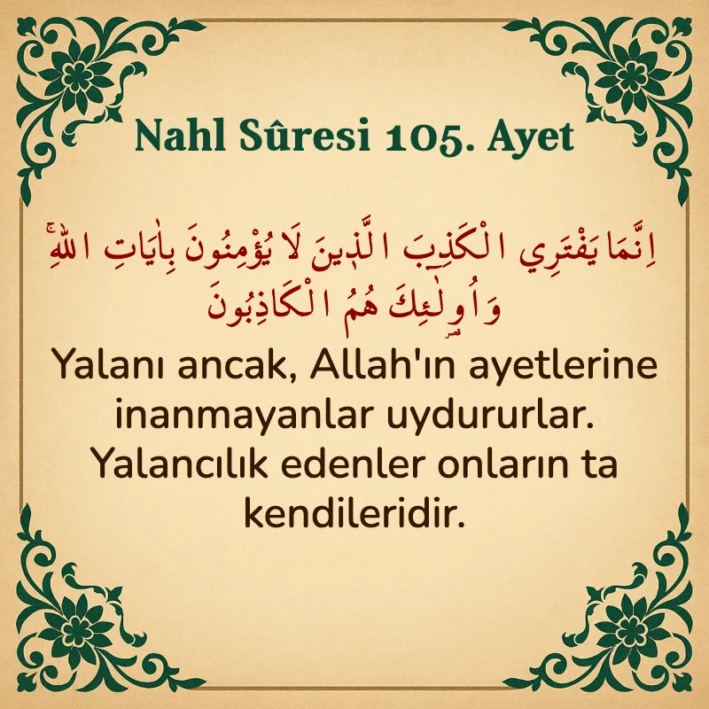 Nahl Suresi 105. Ayet Arapça ve Türkçe meali
