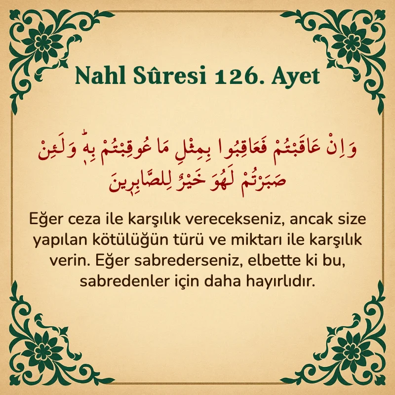 Nahl Suresi 126. Ayet Arapça ve Türkçe meali