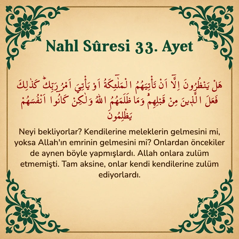 Nahl Suresi 33. Ayet Arapça ve Türkçe meali