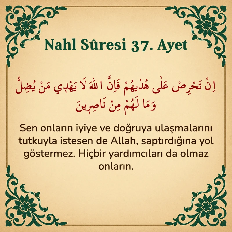Nahl Suresi 37. Ayet Arapça ve Türkçe meali
