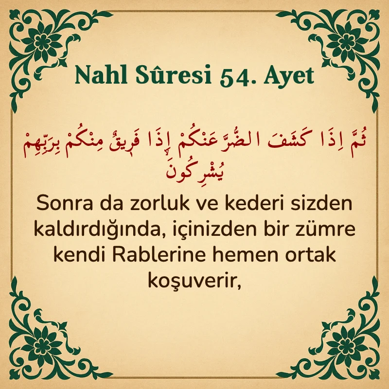 Nahl Suresi 54. Ayet Arapça ve Türkçe meali