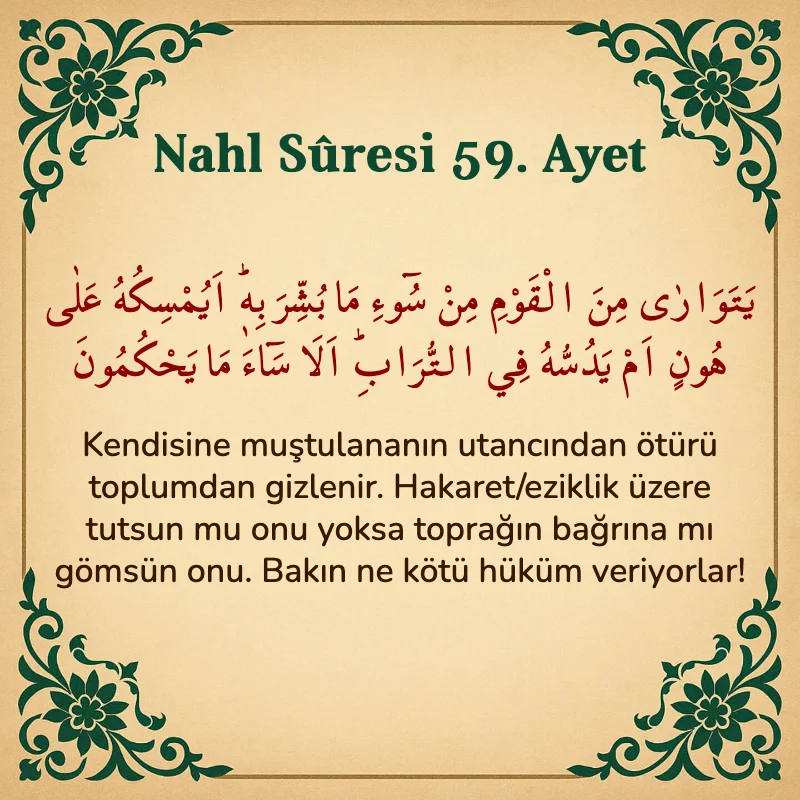 Nahl Suresi 59. Ayet Arapça ve Türkçe meali