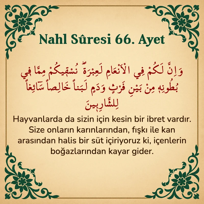 Nahl Suresi 66. Ayet Arapça ve Türkçe meali