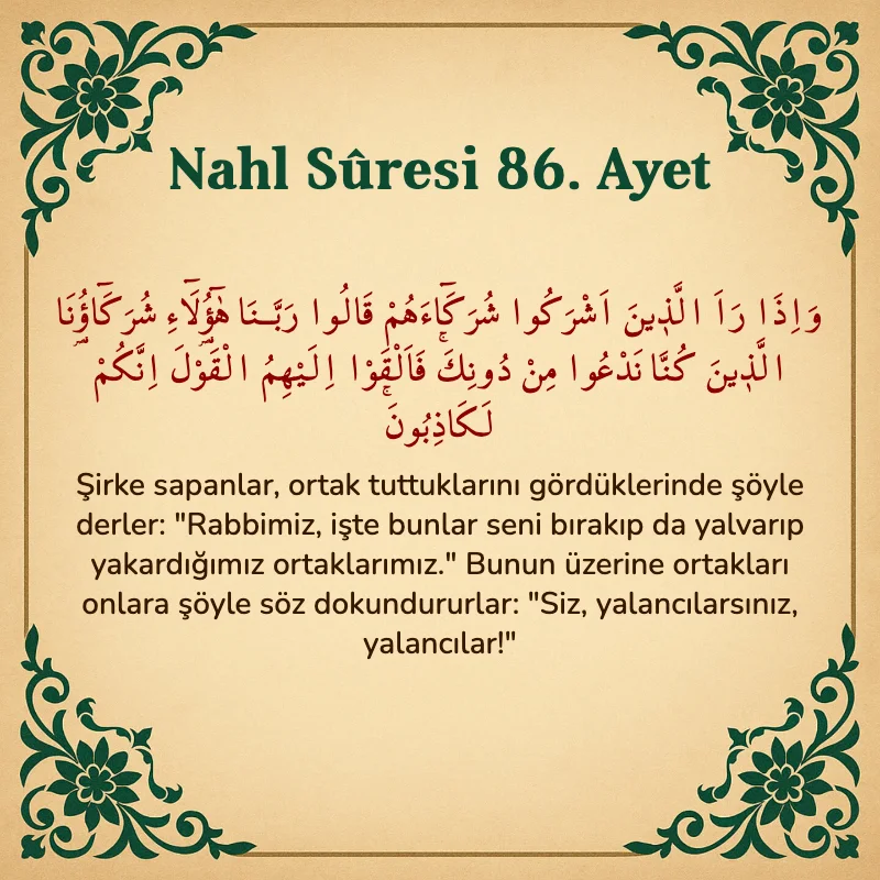Nahl Suresi 86. Ayet Arapça ve Türkçe meali