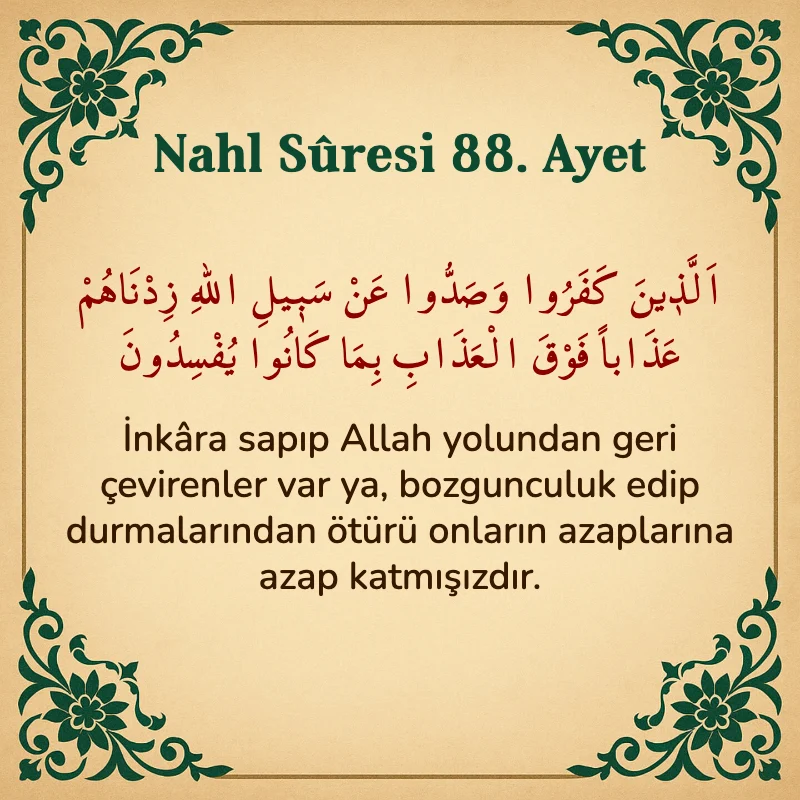 Nahl Suresi 88. Ayet Arapça ve Türkçe meali