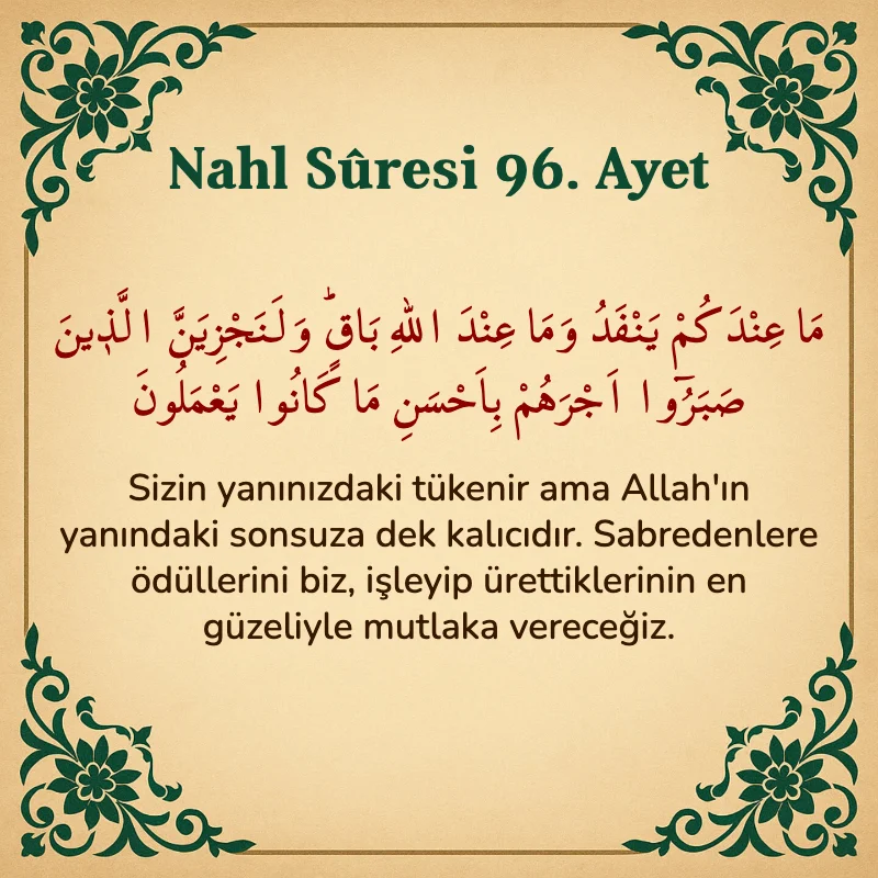 Nahl Suresi 96. Ayet Arapça ve Türkçe meali