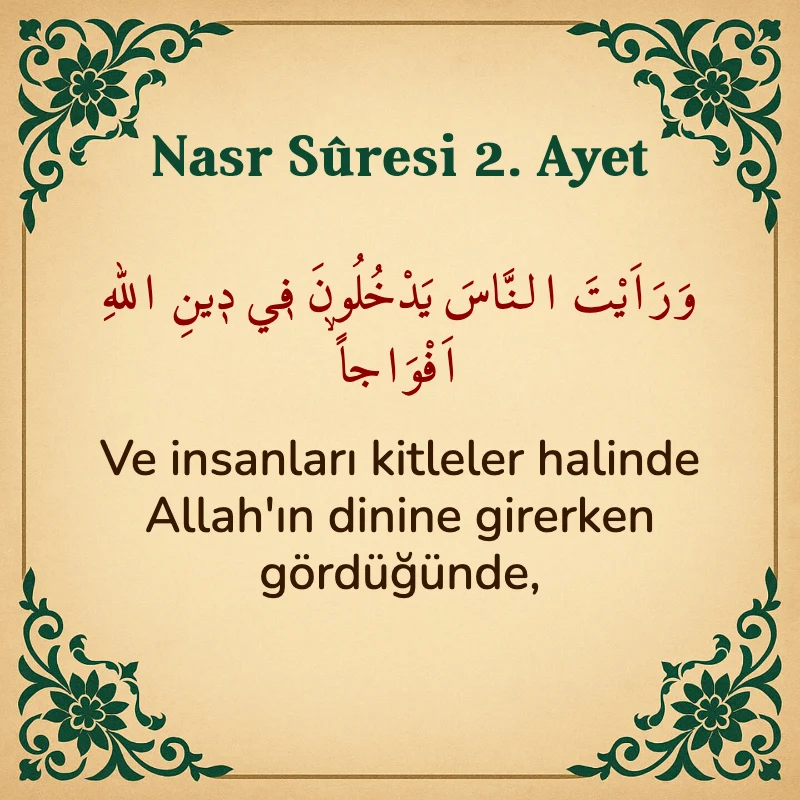 Nasr Suresi 2. Ayet Arapça ve Türkçe meali