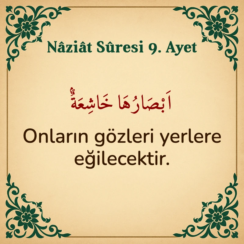 Naziat Suresi 9. Ayet Arapça ve Türkçe meali