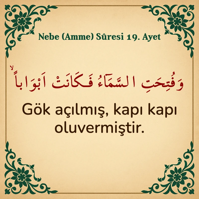 Nebe Suresi 19. Ayet Arapça ve Türkçe meali