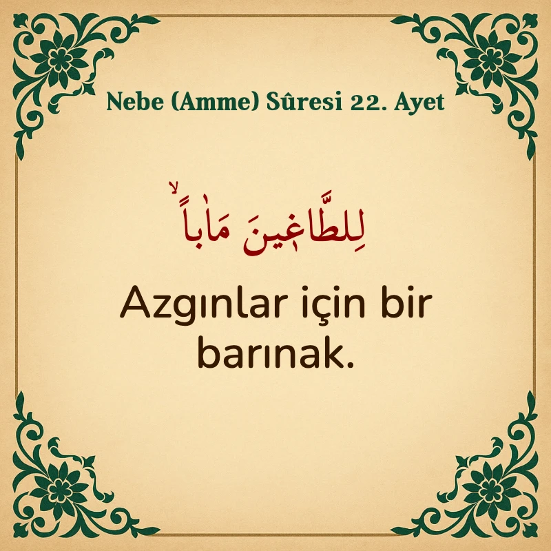 Nebe Suresi 22. Ayet Arapça ve Türkçe meali