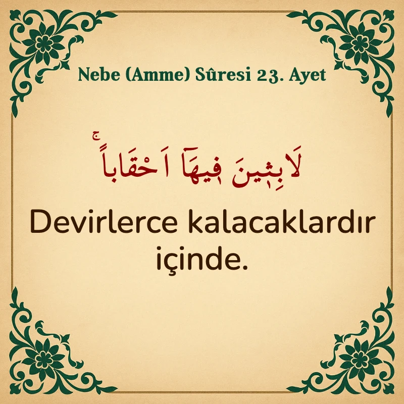 Nebe Suresi 23. Ayet Arapça ve Türkçe meali