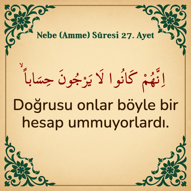 Nebe Suresi 27. Ayet Arapça ve Türkçe meali