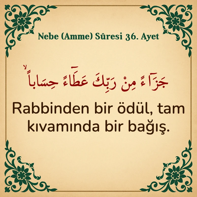 Nebe Suresi 36. Ayet Arapça ve Türkçe meali